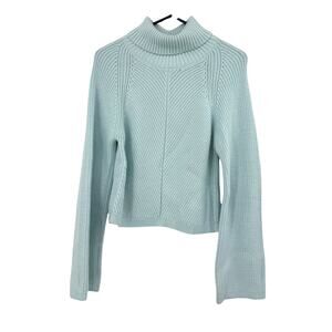 Maeve by Anthropologie Size Small Blue Turtleneck Sweater Shorter Length